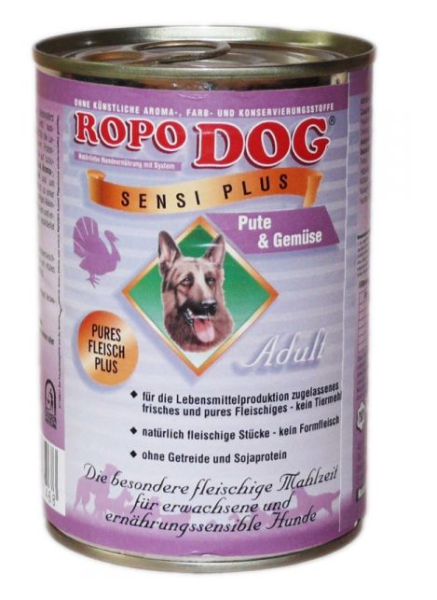 RopoDog ¦ Sensi Plus - Pute & Gemüse - 24 x 400g ¦ nasses Futter für ernährungssensible Hunde in Dosen