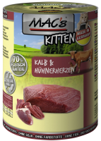 MACs Cat ¦ Kitten - Kalb & Hühnerherzen - 6 x 200g ¦ nasses Katzenfutter in Dosen