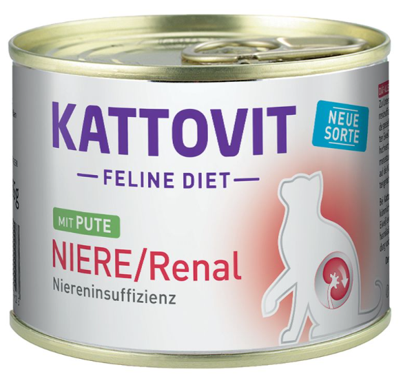 KATTOVIT ¦ Feline Diet - Niere/Renal - Pute - 12 x 85g ¦ nasses Katzenfutter bei Nierenproblemen in Dosen