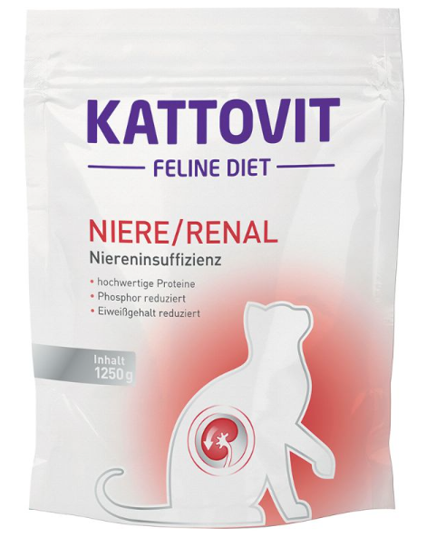 KATTOVIT ¦ Feline - Niere/Renal - 1,25kg ¦ Trockenfutter für Katzen zur Unterstützung bei chronischer Niereninsuffizienz