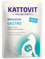 KATTOVIT ¦ Feline Diet - Gastro - Ente & Reis - 24 x 85g ¦ Nassfutter für ausgewachsene Katzen mit unzureichender Verdauung im Pouchbeutel