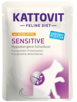 KATTOVIT ¦ Sensitive - Huhn & Pute - 24 x 85g ¦ Diät-Nassfutter für Katzen bei Futtermittelintoleranzen im Pouchbeutel