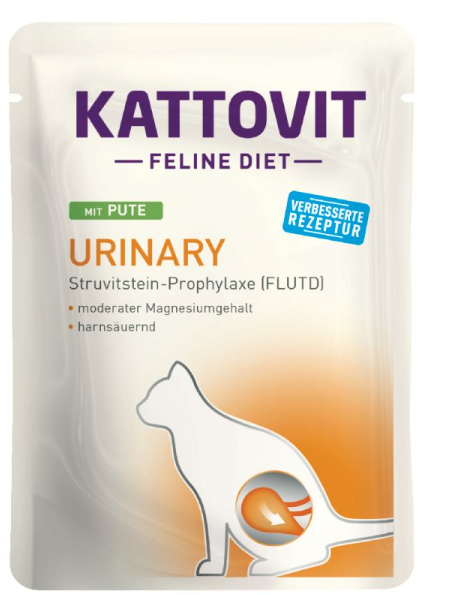 KATTOVIT ¦ Urinary - Pute - 24 x 85g ¦ Diätisches Nassfutter für Katzen zur Verringerung von Struvitsteinrezidiven
