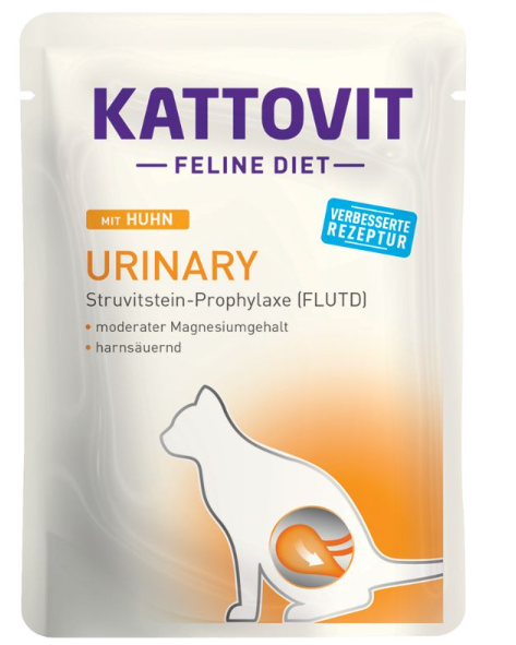 KATTOVIT ¦ Urinary - Huhn - 24 x 85g ¦ Diätisches Futter für ausgewachsene Katzen zur Verringerung von Struvitsteinen