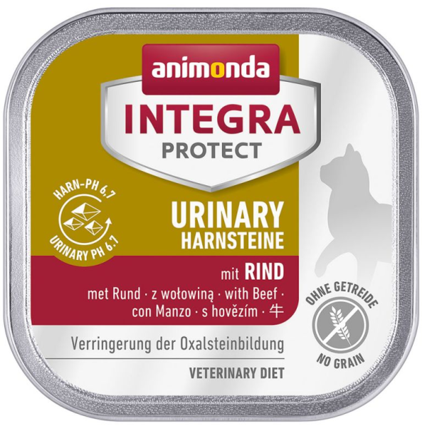 animonda ¦ Integra Protect -  Urinary - Rind - 24 x 100g ¦ Diät-Nassfutter für Katzen in Schälchen zur Verringerung der Oxalsteinbildung