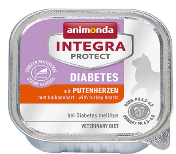 animonda ¦ Integra Protect - Diabetes - Putenherzen - 16 x 100g ¦ Diät-Nassfutter speziell für Katzen mit Diabetes mellitus