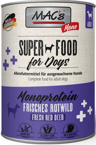 MACs Dog | Mono - Sensitive - Rotwild - 6 x 400g ¦ nasses Hundefutter in Dosen