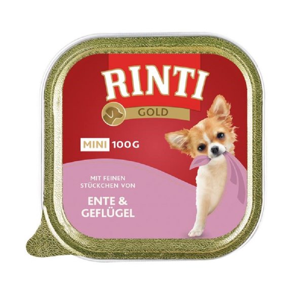 RINTI - Gold mini ¦ Ente & Geflügel - 16 x100g ¦ Hundenassfutter