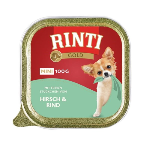 RINTI - Gold mini ¦ Hirsch & Rind - 16 x 100 g ¦ Hundenassfutter