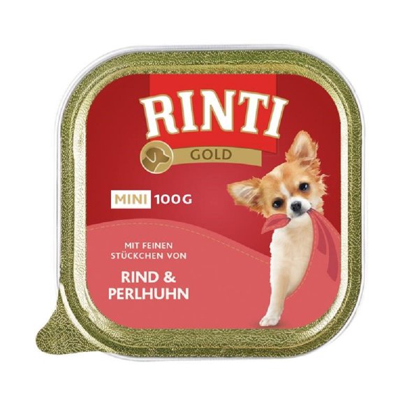RINTI -  Gold mini ¦ Rind & Perlhuhn - 16 x 100 g ¦ Hundenassfutter