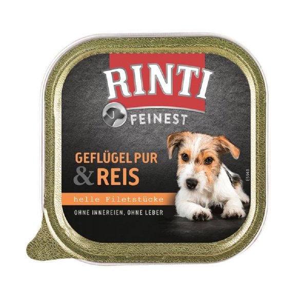 RINTI ¦ Feinest Geflügel Pur & Reis - 11 x 150g ¦ Hundenassfutter