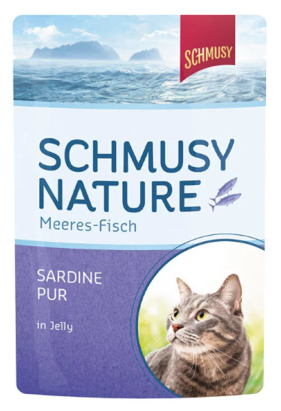 Schmusy-Nature | Meeres-Fisch - Sardine Pur in Jelly - 24 x 100g ¦ nasses Katzenfutter im Pouchbeutel