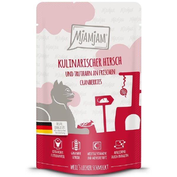 MjAMjAM ¦ Hirsch und Truthahn an frischen Cranberries - 12x125 g ¦ Katzennassfutter