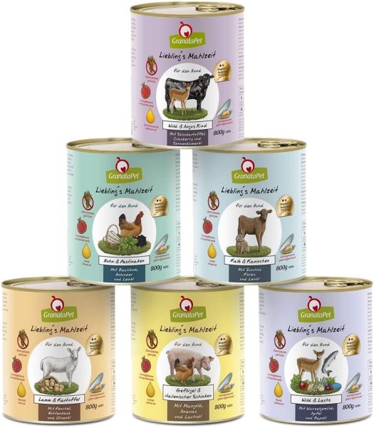 GranataPet │Lieblings Mahlzeit- Multipack 1 - 6 x 800 g │ Hundenassfutter